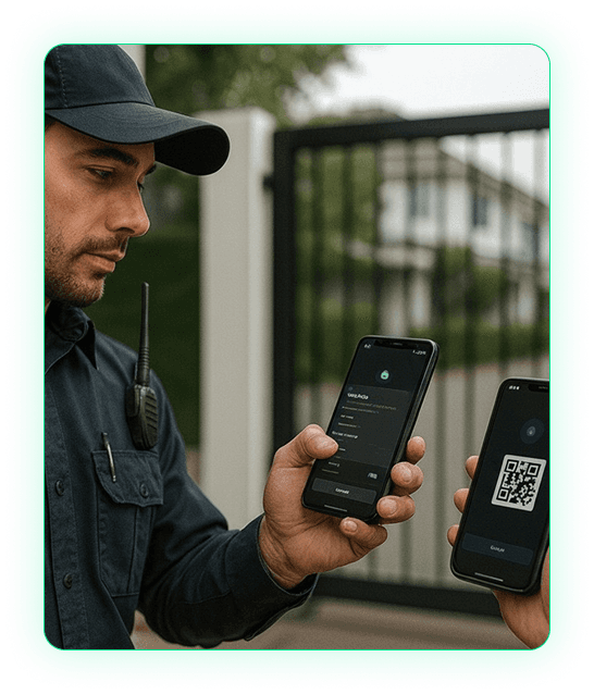 Guardia de seguridad utilizando la app
